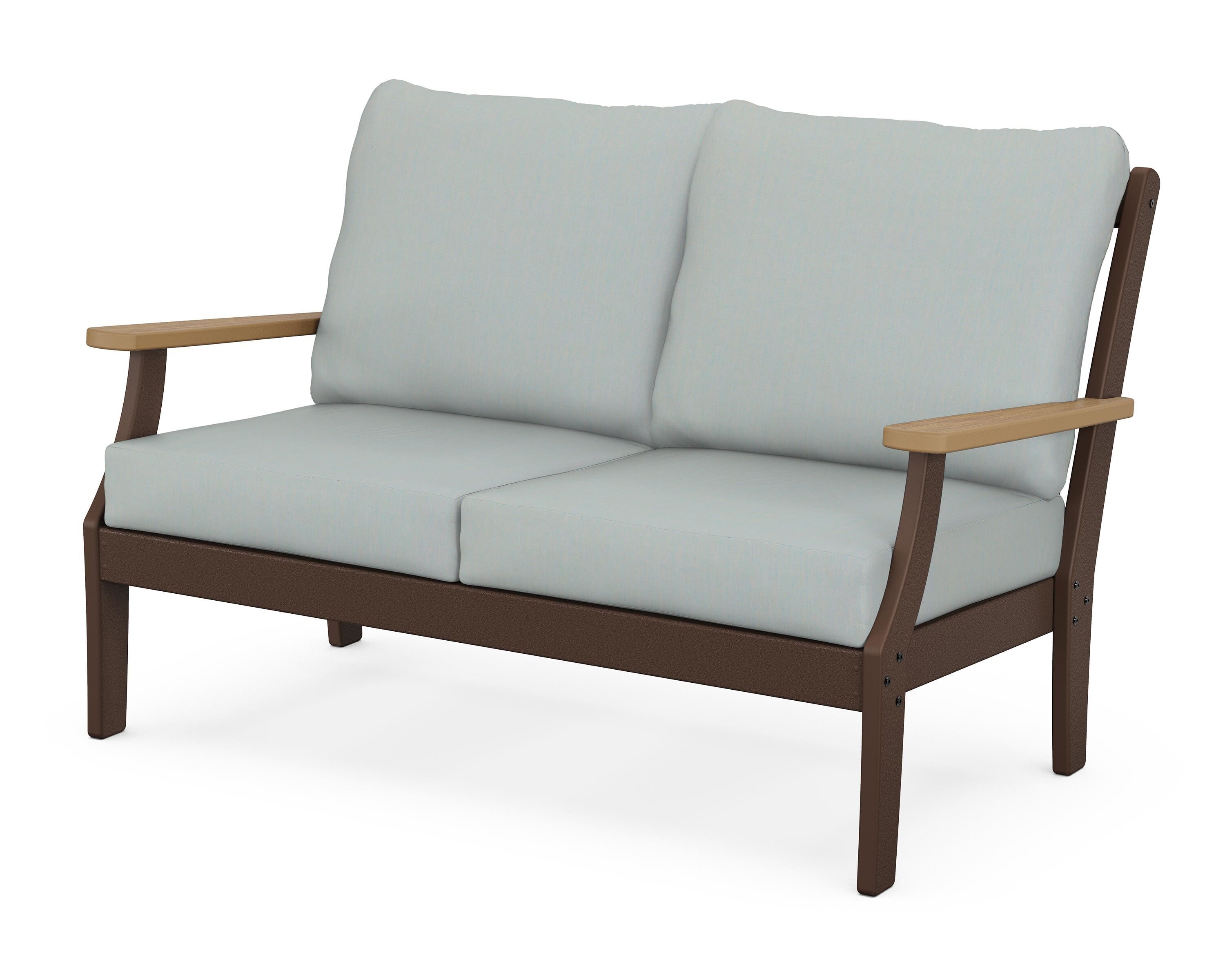 POLYWOOD® Braxton Deep Seating Loveseat in Mahogany / Natural / Spa