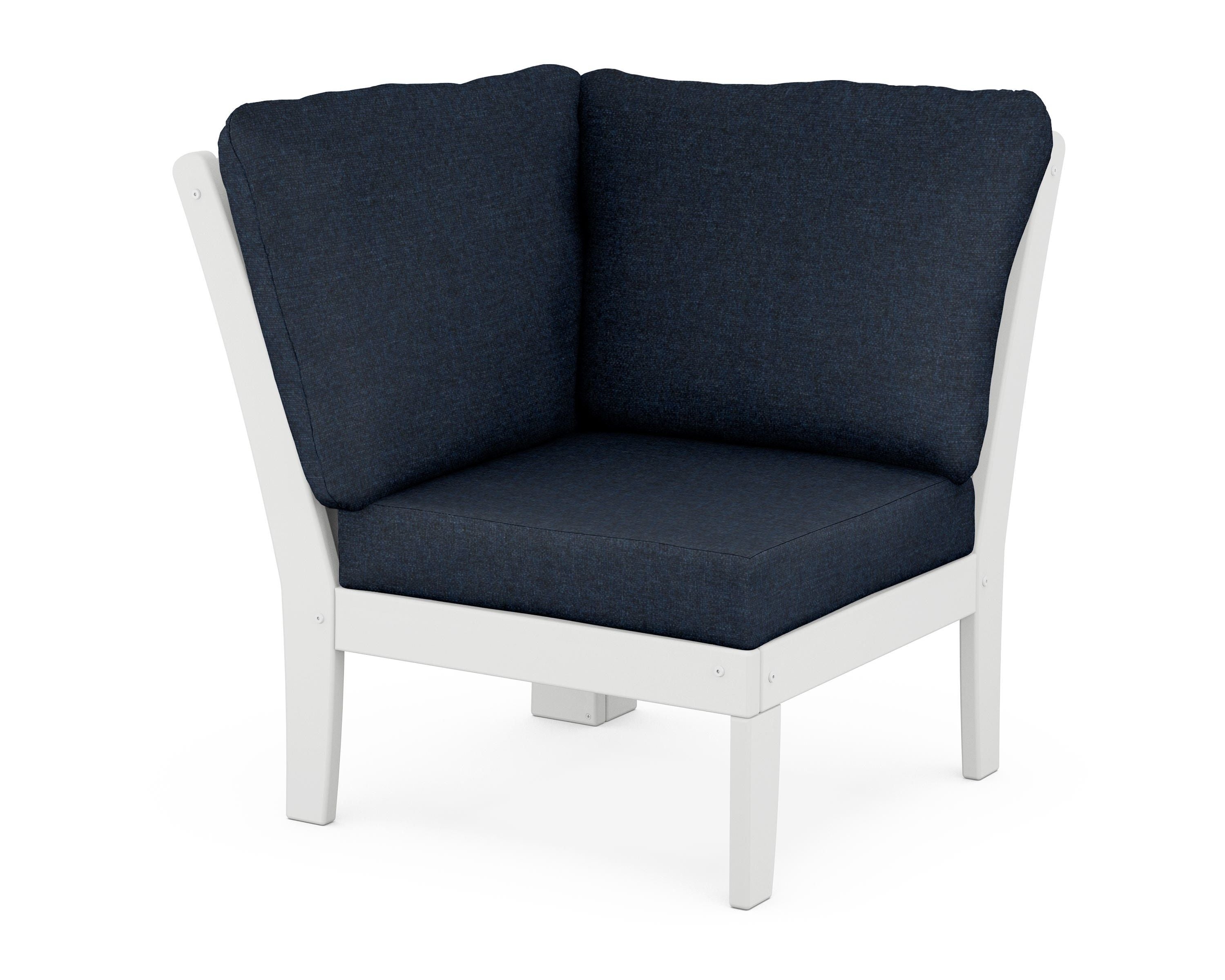 POLYWOOD® Braxton Modular Corner Chair in White / Marine Indigo