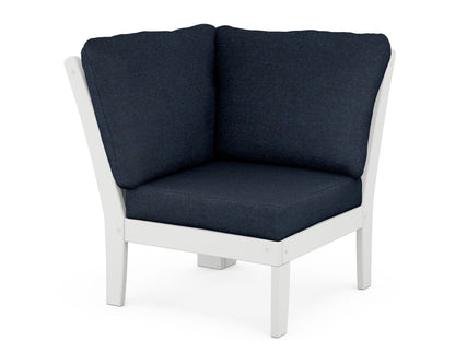 POLYWOOD® Braxton Modular Corner Chair in White / Marine Indigo