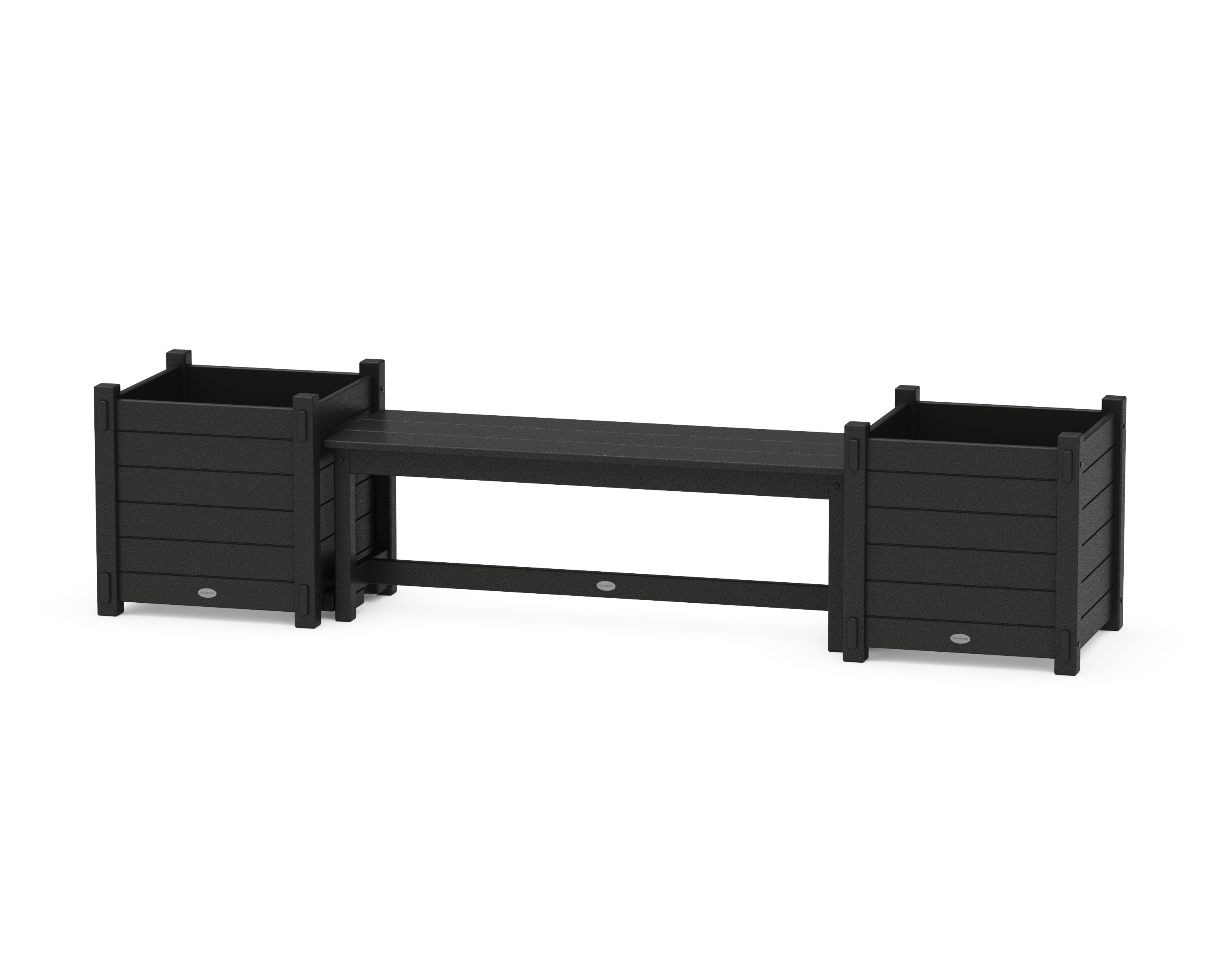 POLYWOOD® 48" Nautical Straight Planter Bench Set - Large in Black