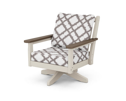 POLYWOOD® Chippendale Deep Seating Swivel Chair in Sand / Kona / Trellis Grey Mist