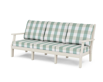 Country Living Wovendale Deep Seating Sofa in Sand / Buffalo Plaid Glacier Spa