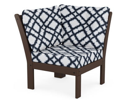 POLYWOOD® Vineyard Modular Corner Chair in Mahogany / Trellis Marine Indigo