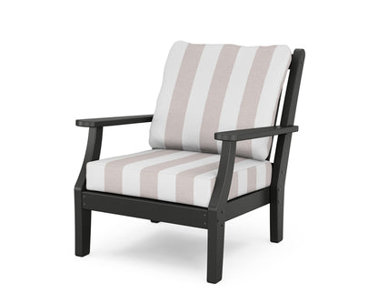 Country Living Wovendale Deep Seating Chair in Black / Cabana Stripe Dune Burlap