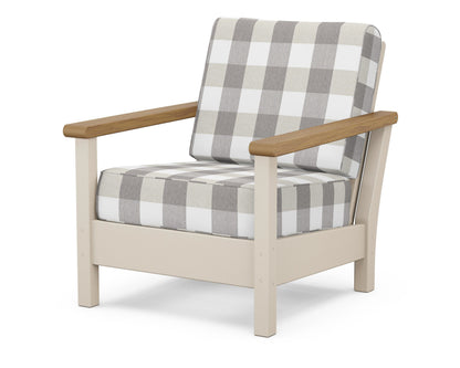 POLYWOOD® Harbour Deep Seating Chair in Sand / Natural / Buffalo Plaid Grey Mist