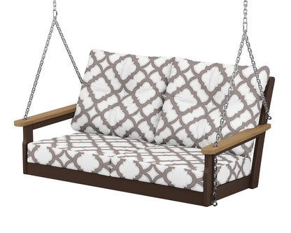 POLYWOOD® Vineyard Deep Seating Swing in Mahogany / Natural / Trellis Grey Mist
