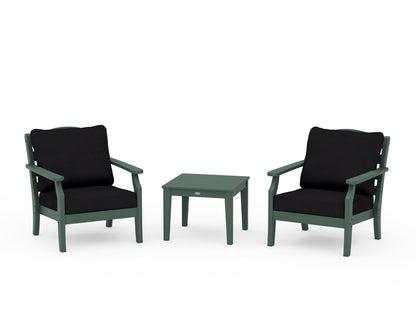 Draper James™ by  POLYWOOD® Savannah 3-Piece Deep Seating Set in Green / Midnight Linen