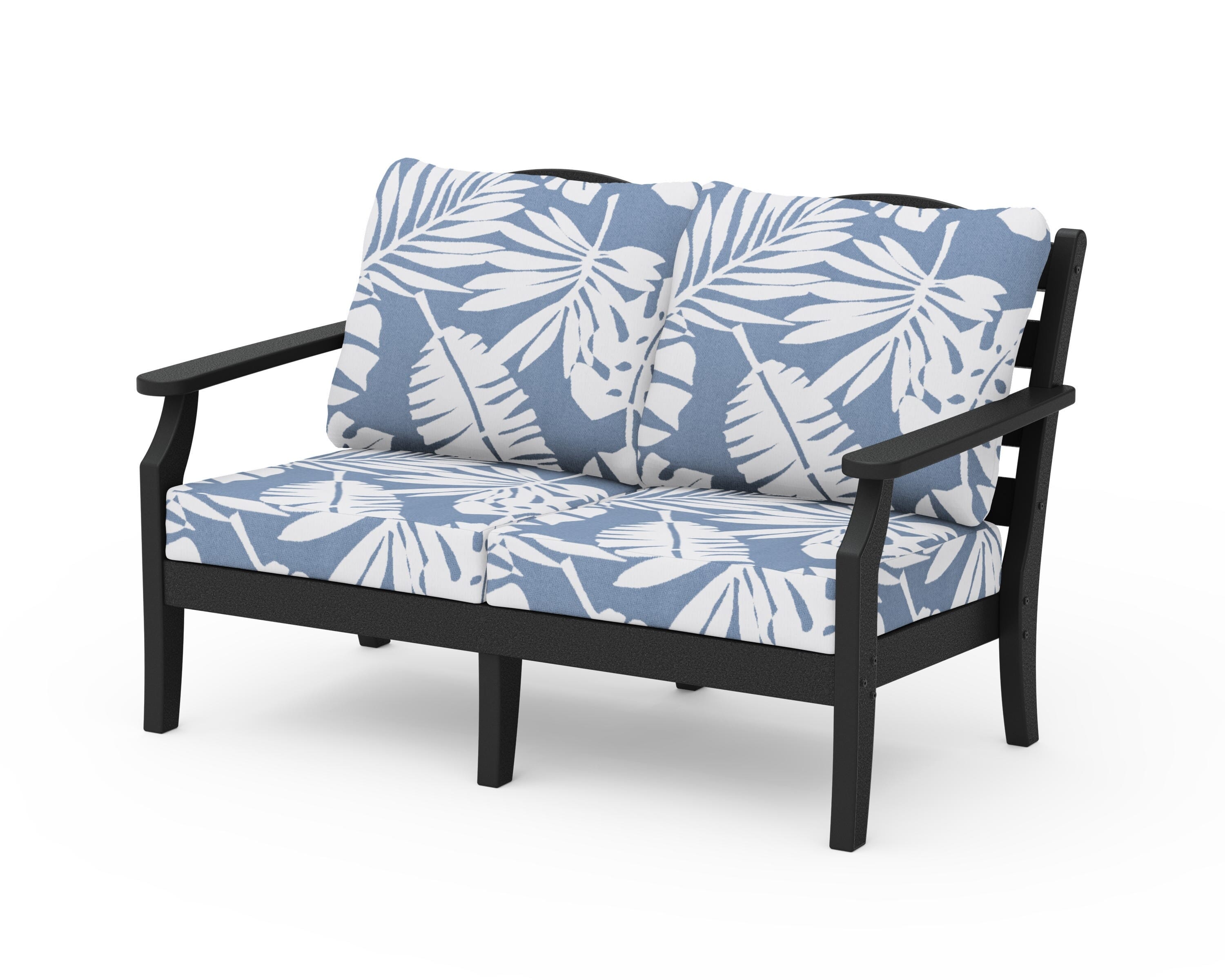 Draper James™ by  POLYWOOD® Savannah Deep Seating Loveseat in Black / Leaf Sky Blue