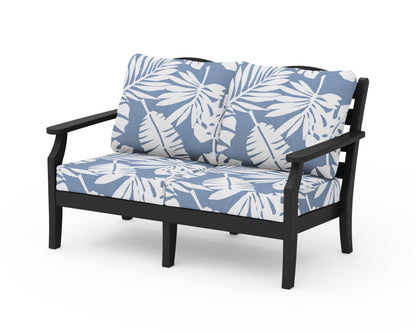 Draper James™ by  POLYWOOD® Savannah Deep Seating Loveseat in Black / Leaf Sky Blue