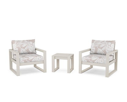 POLYWOOD® EDGE Sectional 3-Piece Deep Seating Set in Sand / Leaf Dune Burlap