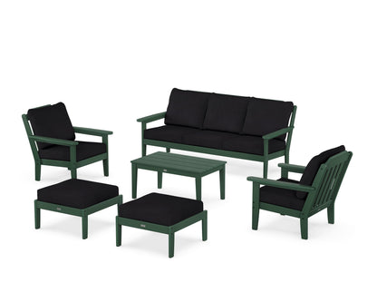 Country Living Cottage 6-Piece Lounge Sofa Set in Green / Midnight Linen