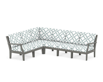 POLYWOOD® Braxton Modular 6-Piece Deep Seating Set in Slate Grey / Trellis Glacier Spa