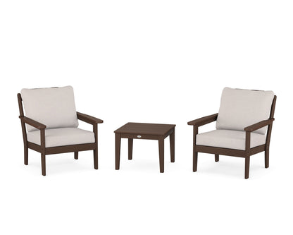 Country Living Cottage 3-Piece Deep Seating Set in Mahogany / Dune Burlap