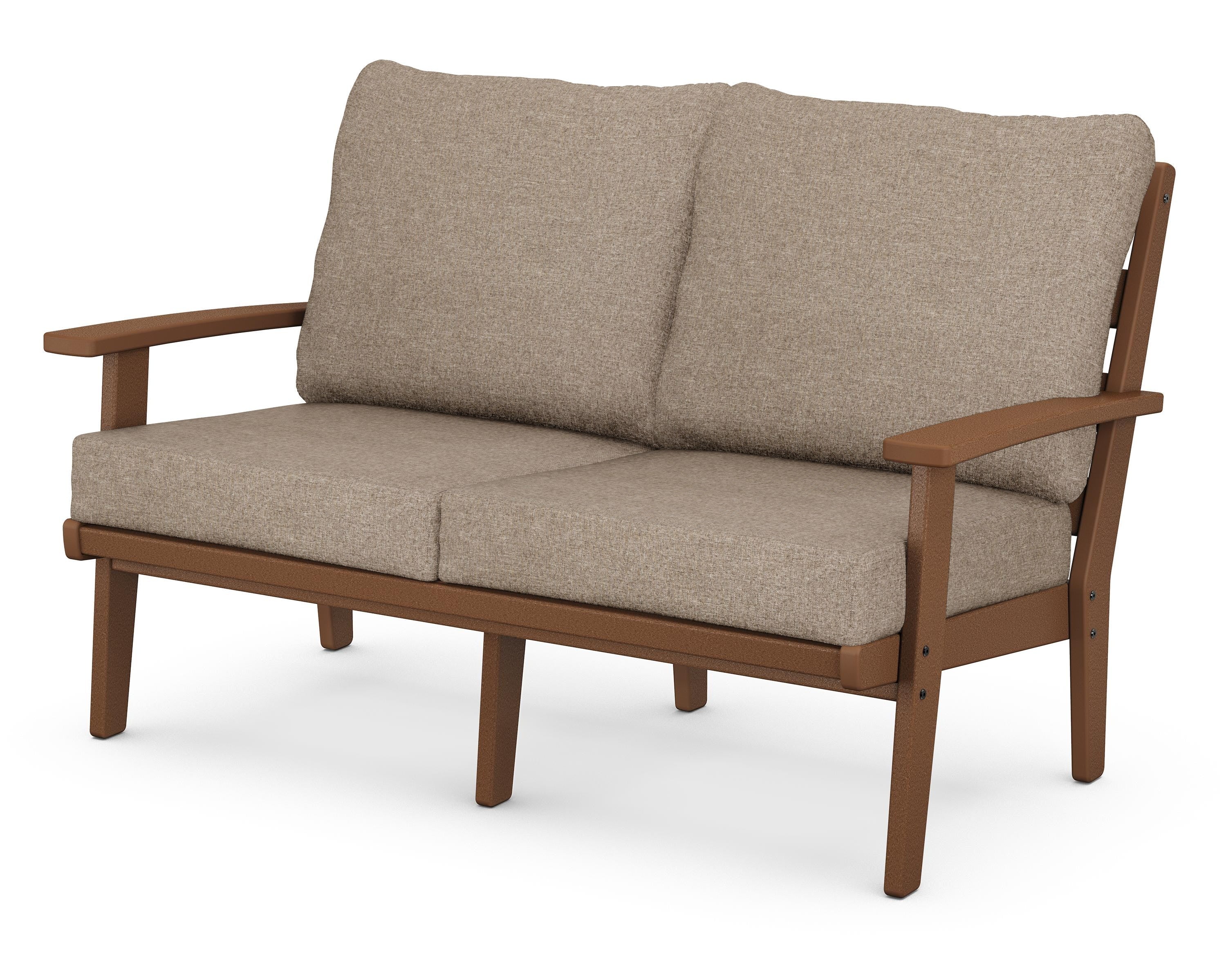 POLYWOOD® Grant Park Deep Seating Loveseat in Teak / Spiced Burlap