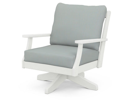 POLYWOOD® Braxton Deep Seating Swivel Chair in Vintage White / Spa