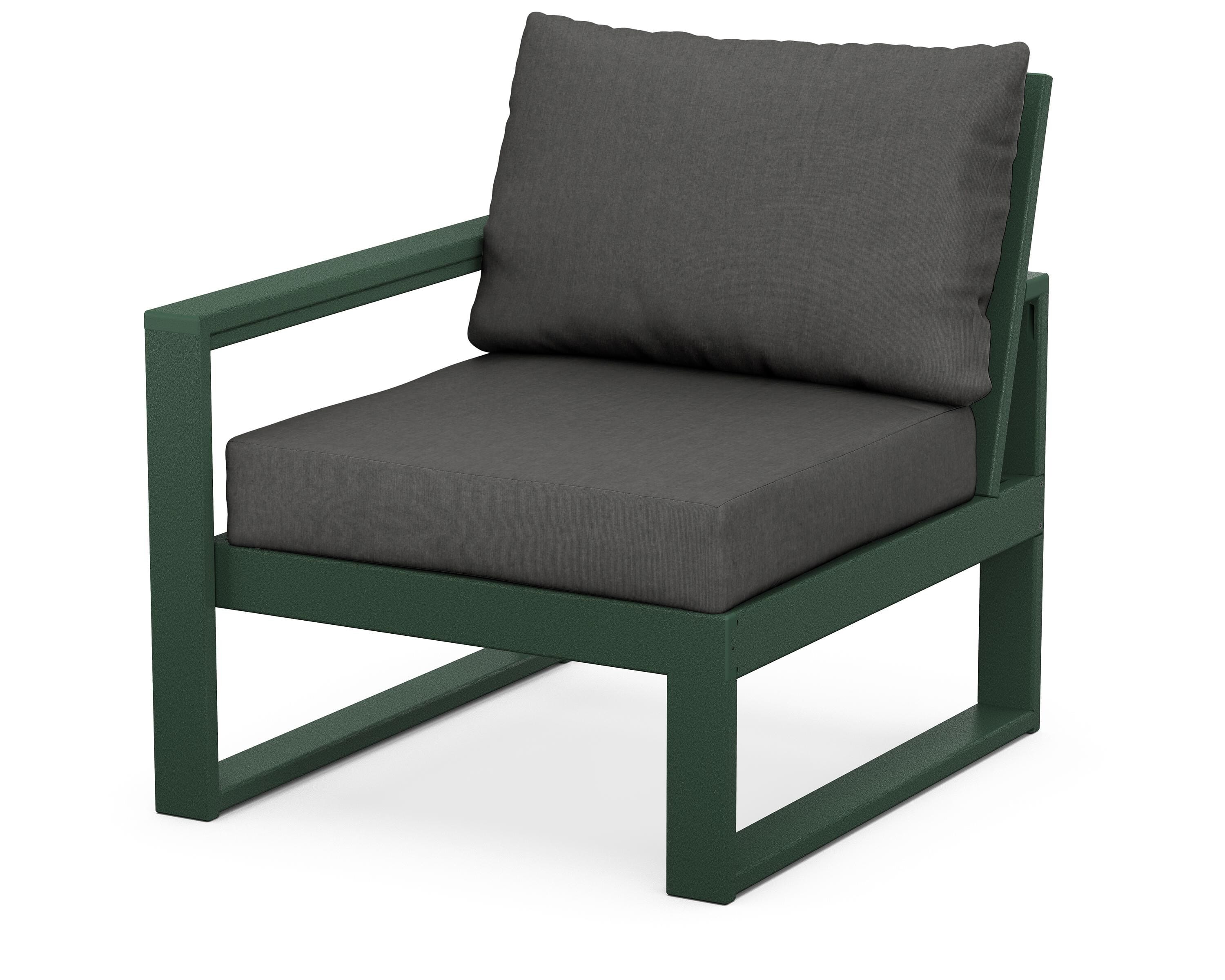 POLYWOOD® EDGE Modular Left Arm Chair in Green / Spectrum Carbon