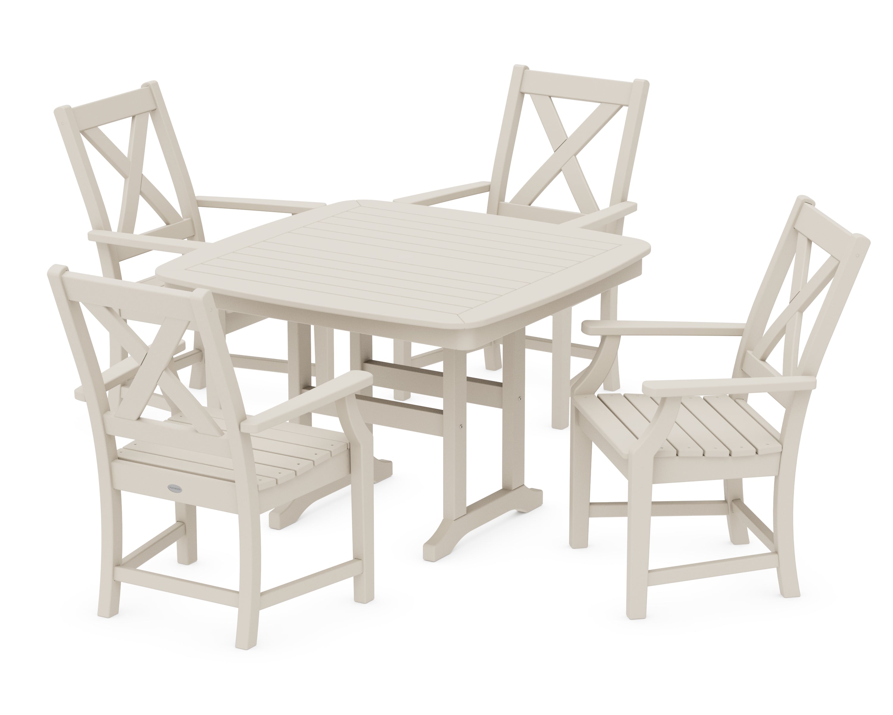 POLYWOOD® Braxton 5-Piece Dining Set with Trestle Legs in Sand