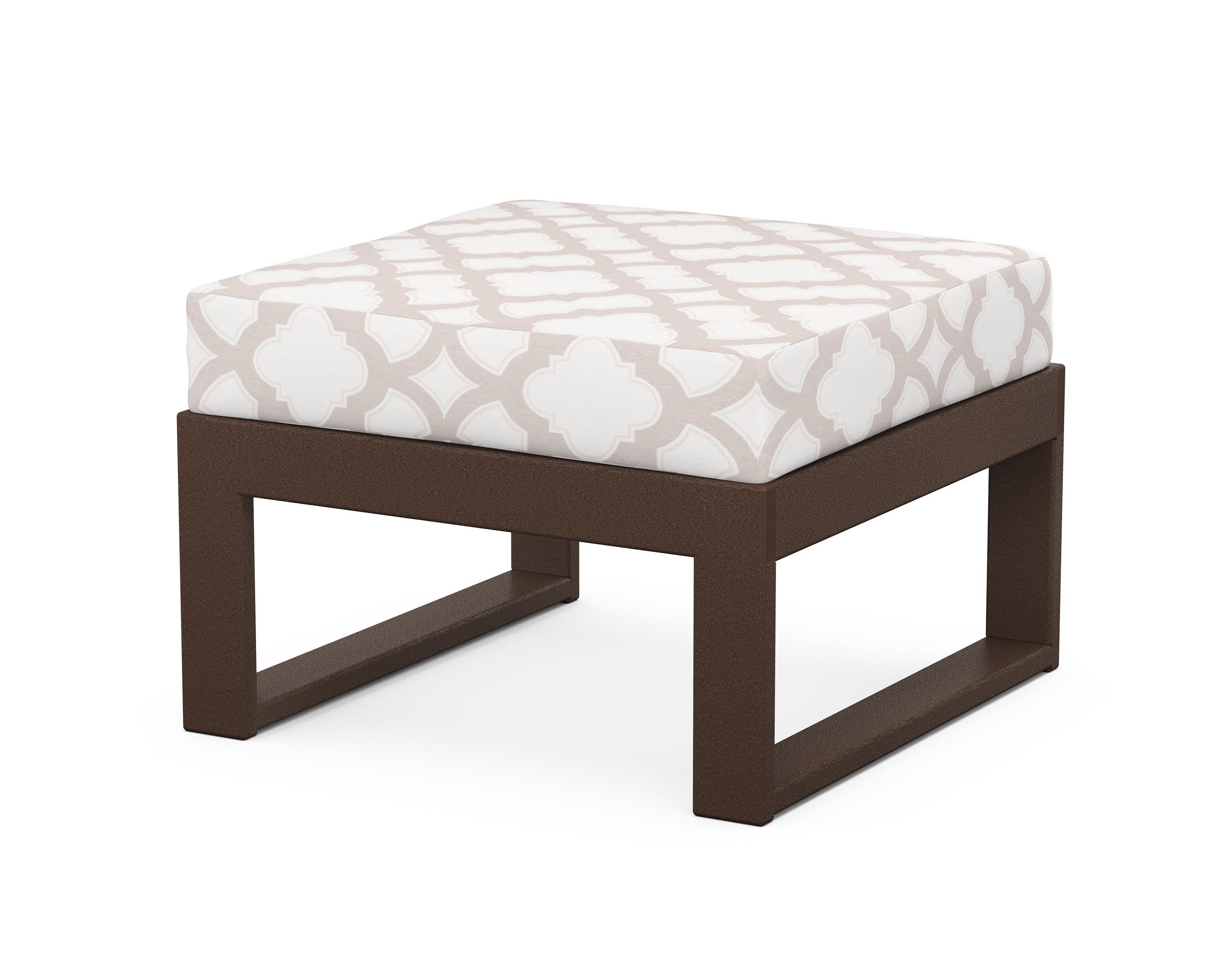 Unbranded Modular Ottoman - Modern in Mahogany / Trellis Dune Burlap