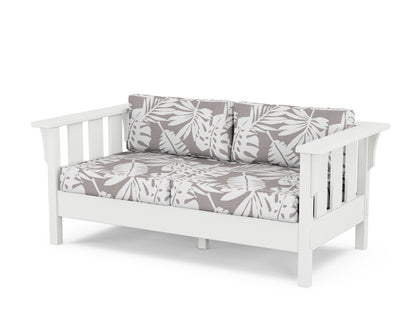 Martha Stewart by POLYWOOD® Acadia Deep Seating Loveseat in White / Leaf Grey Mist