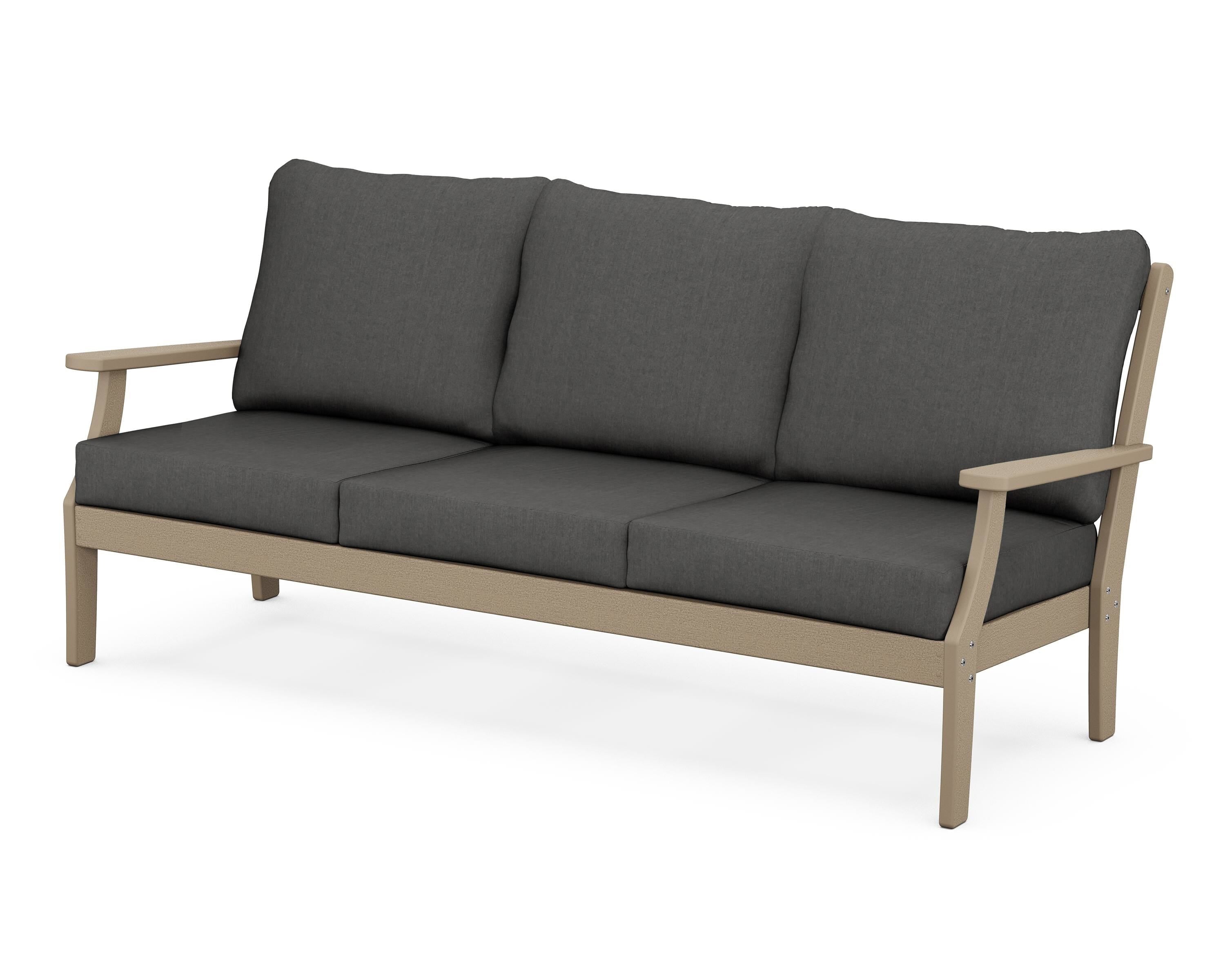 POLYWOOD® Braxton Deep Seating Sofa in Vintage Sahara / Spectrum Carbon