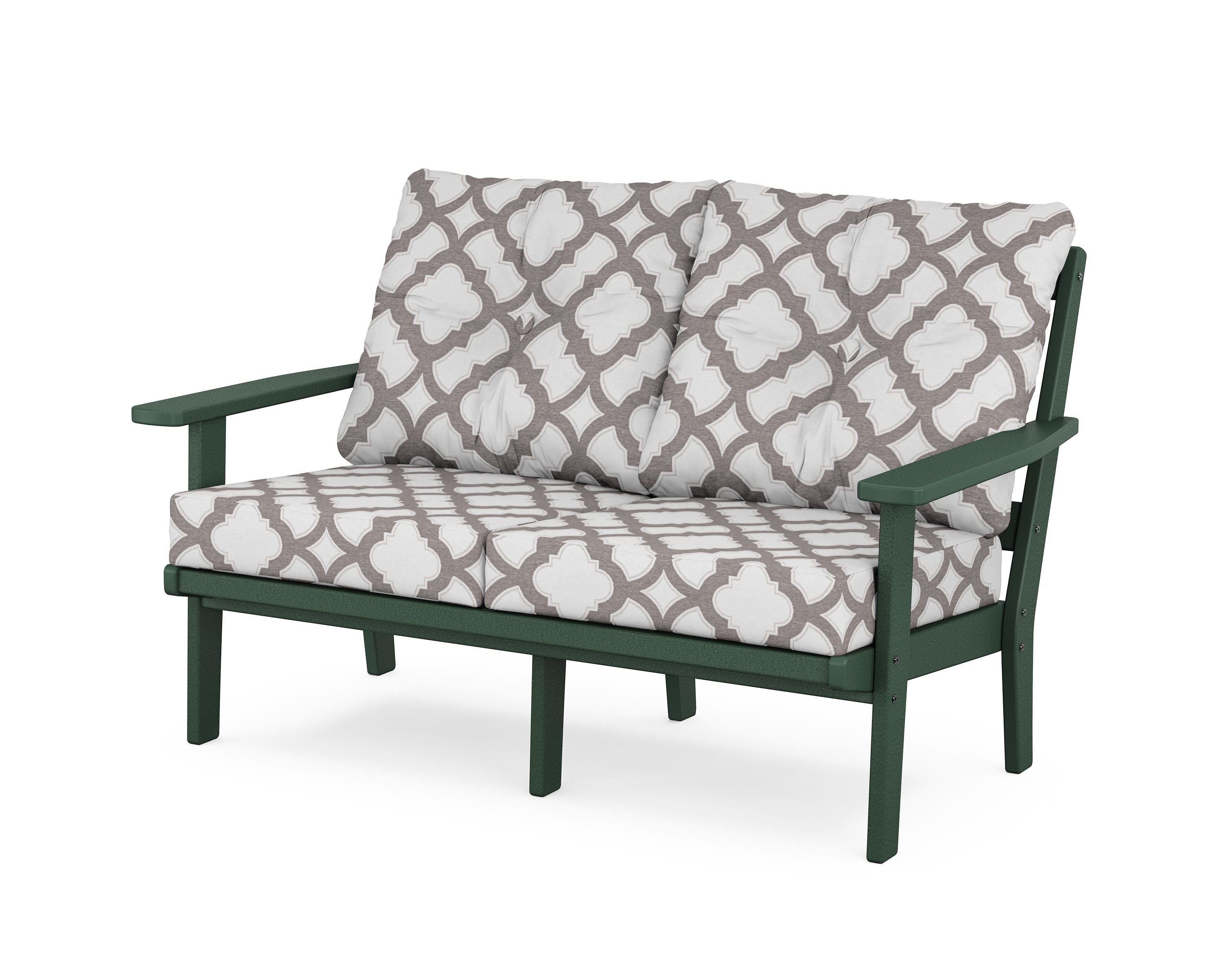 POLYWOOD® Prairie Deep Seating Loveseat in Green / Trellis Grey Mist
