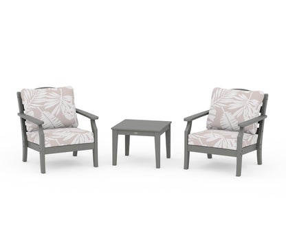 Draper James™ by  POLYWOOD® Savannah 3-Piece Deep Seating Set in Slate Grey / Leaf Dune Burlap