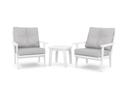 POLYWOOD® Lakeside 3-Piece Deep Seating Chair Set in White / Granite