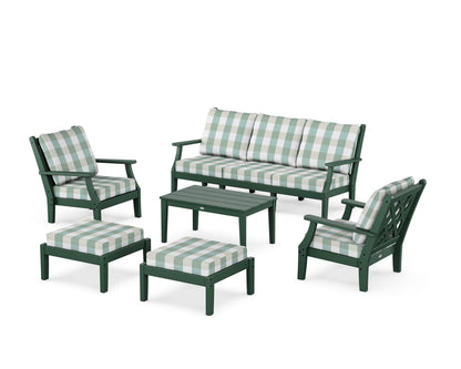 Country Living Wovendale 6-Piece Lounge Sofa Set in Green / Buffalo Plaid Glacier Spa