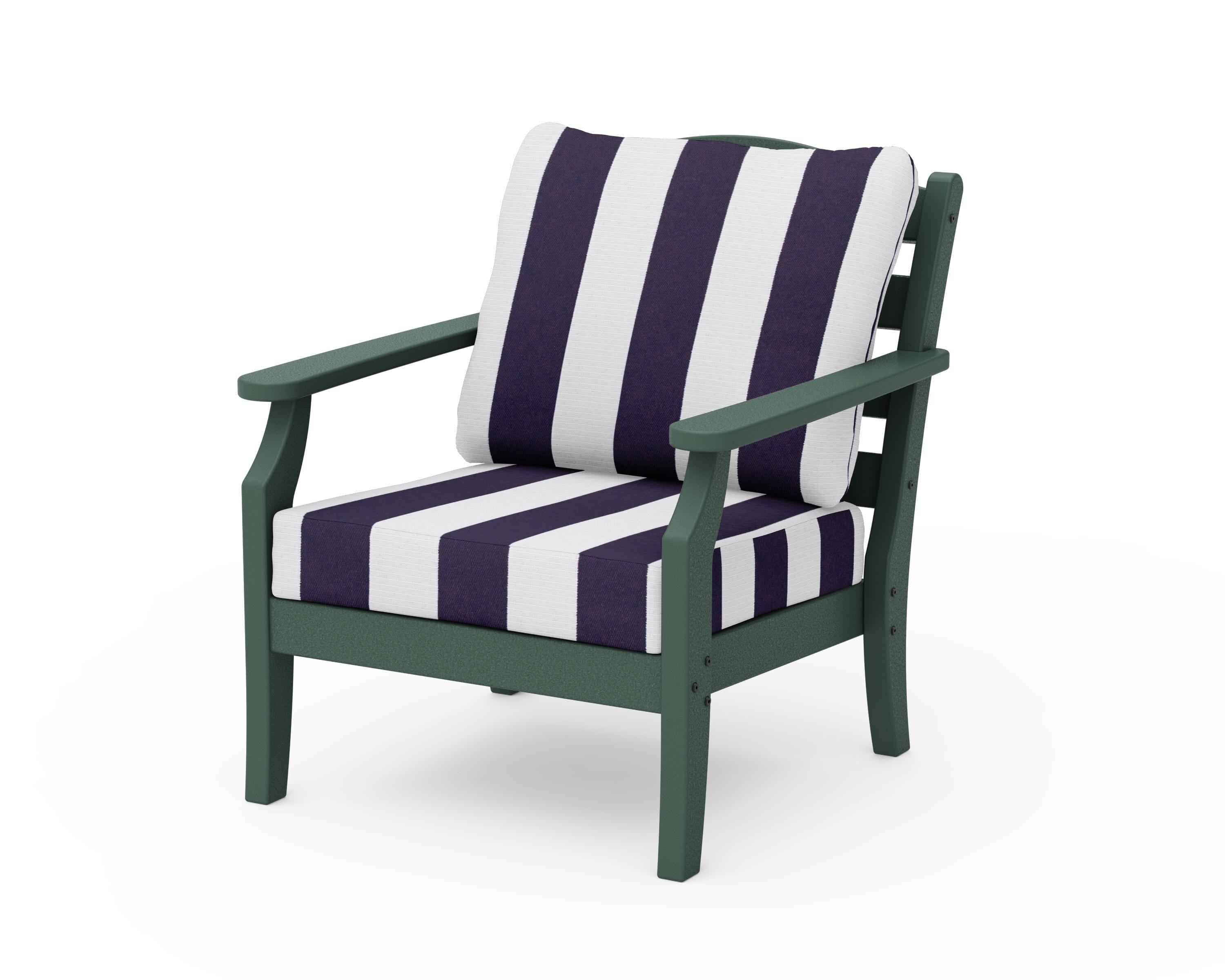 Draper James™ by  POLYWOOD® Savannah Deep Seating Chair in Green / Cabana Stripe Navy