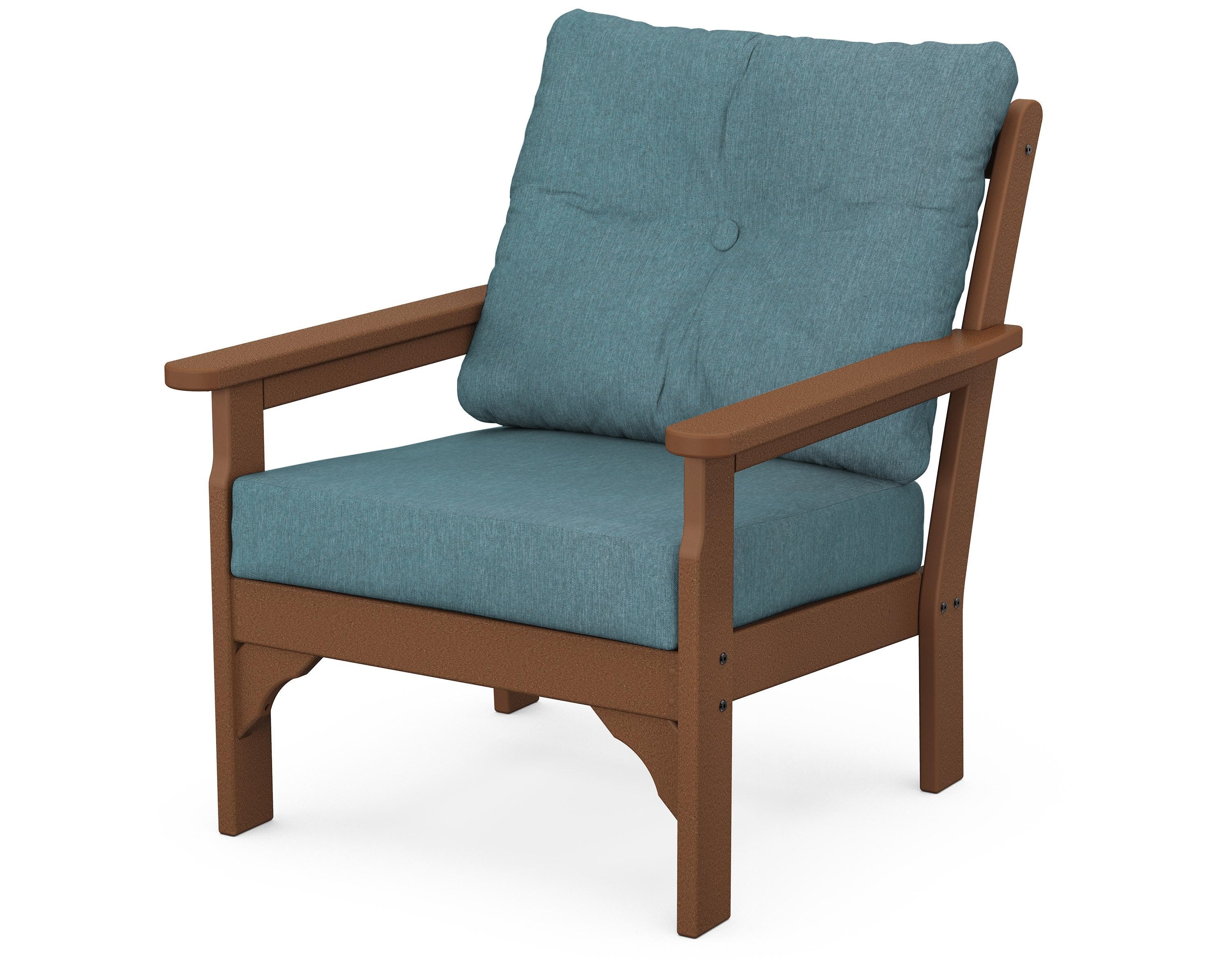 POLYWOOD® Vineyard Deep Seating Chair in Teak / Ocean Teal