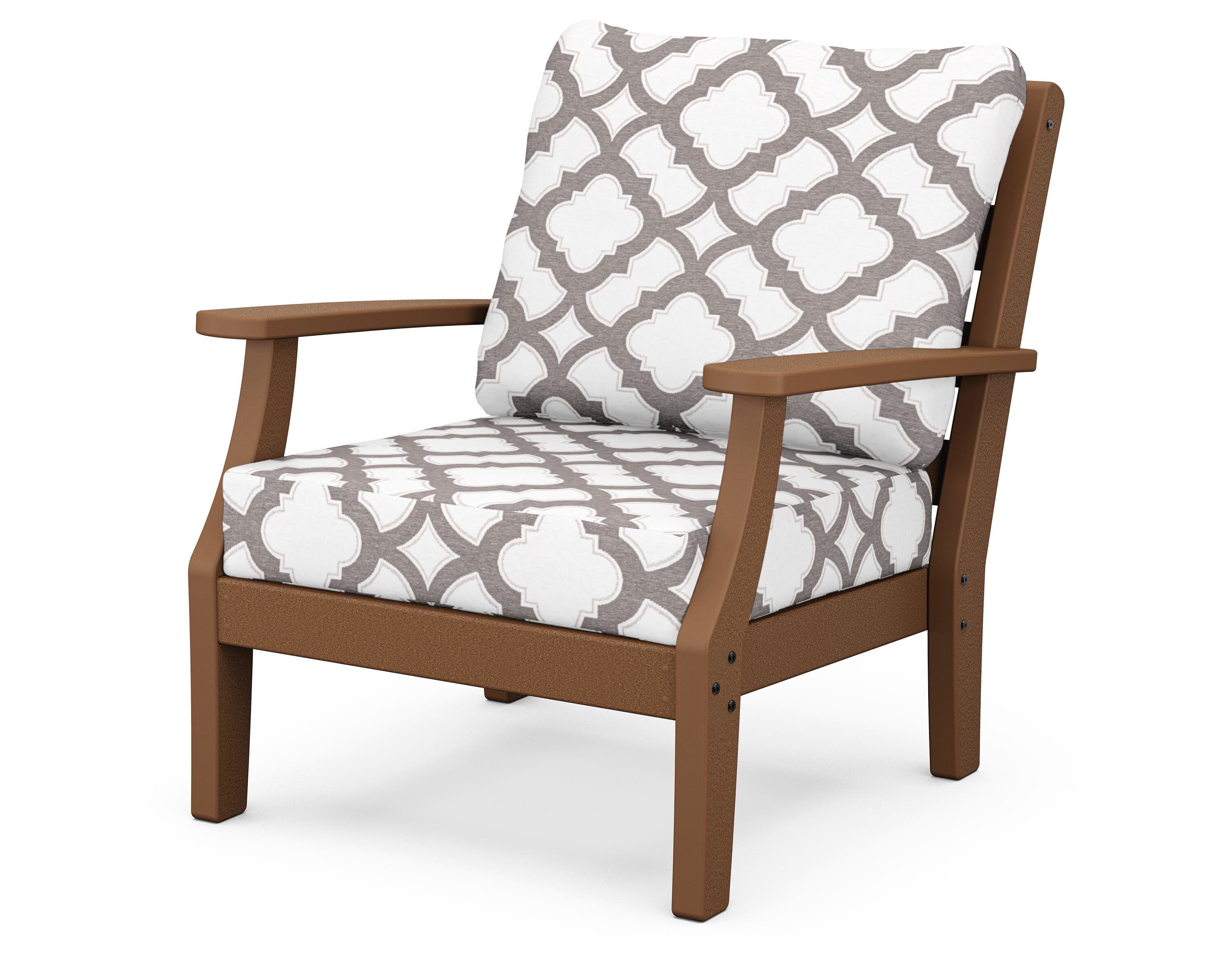 POLYWOOD® Chesapeake Deep Seating Chair in Teak / Trellis Grey Mist
