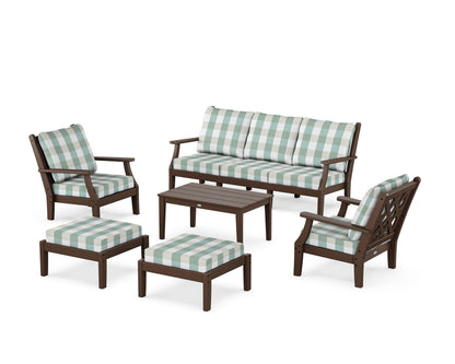 Country Living Wovendale 6-Piece Lounge Sofa Set in Mahogany / Buffalo Plaid Glacier Spa