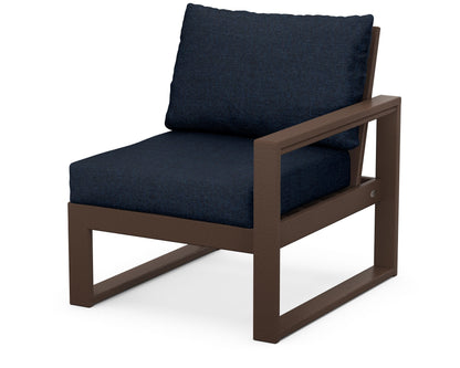 POLYWOOD® EDGE Modular Right Arm Chair in Mahogany / Marine Indigo