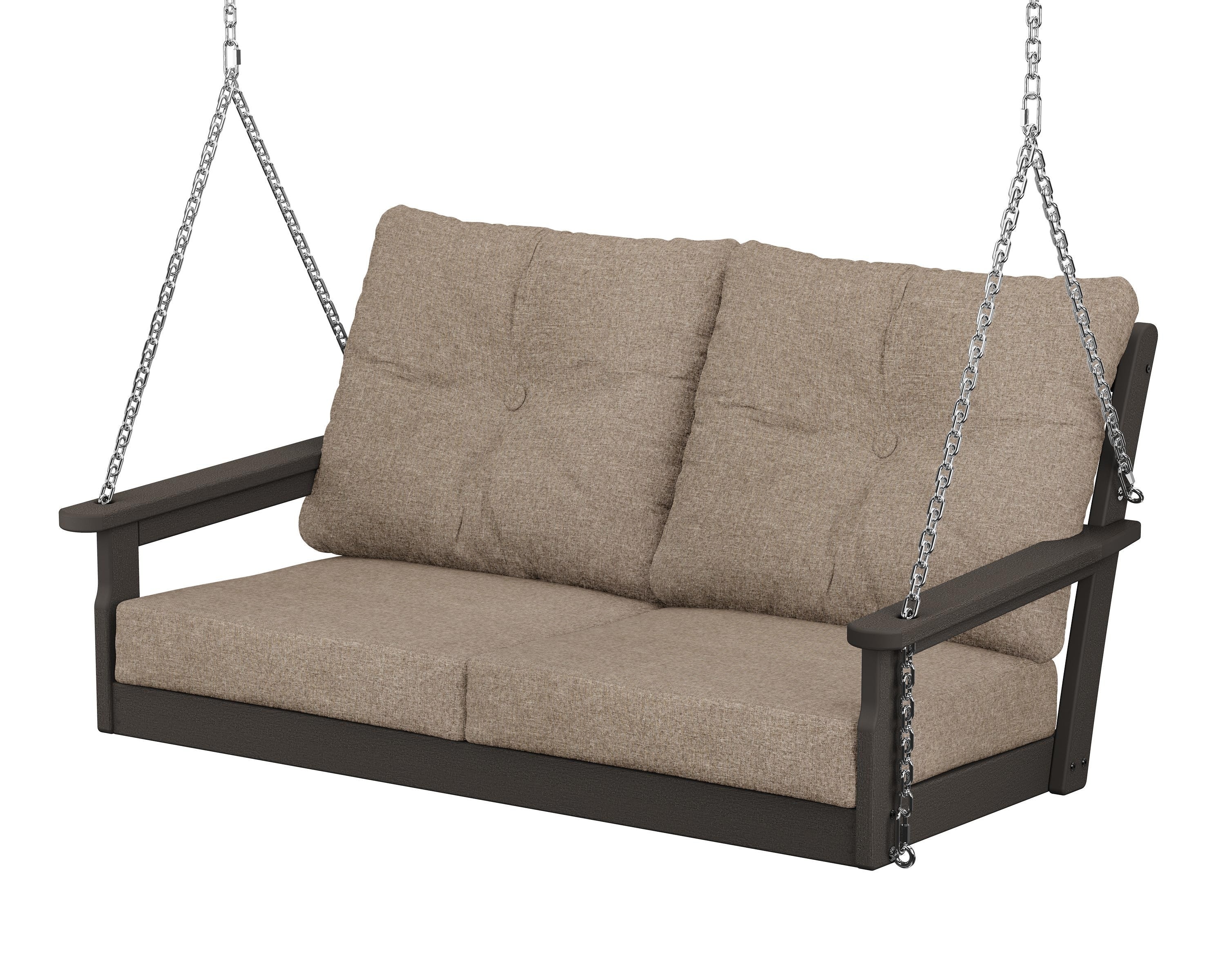 POLYWOOD® Vineyard Deep Seating Swing in Vintage Coffee / Spiced Burlap