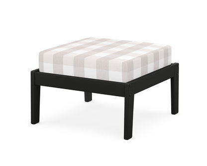Unbranded Deep Seating Ottoman in Black / Buffalo Plaid Dune Burlap