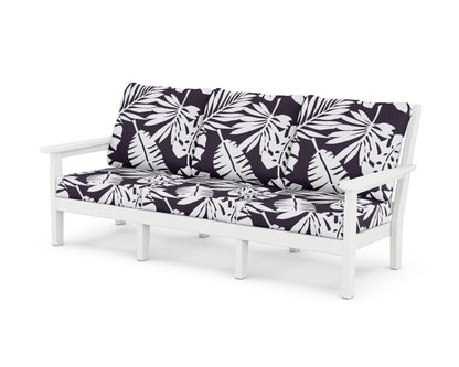 POLYWOOD® Chippendale Deep Seating Sofa in White / Leaf Navy