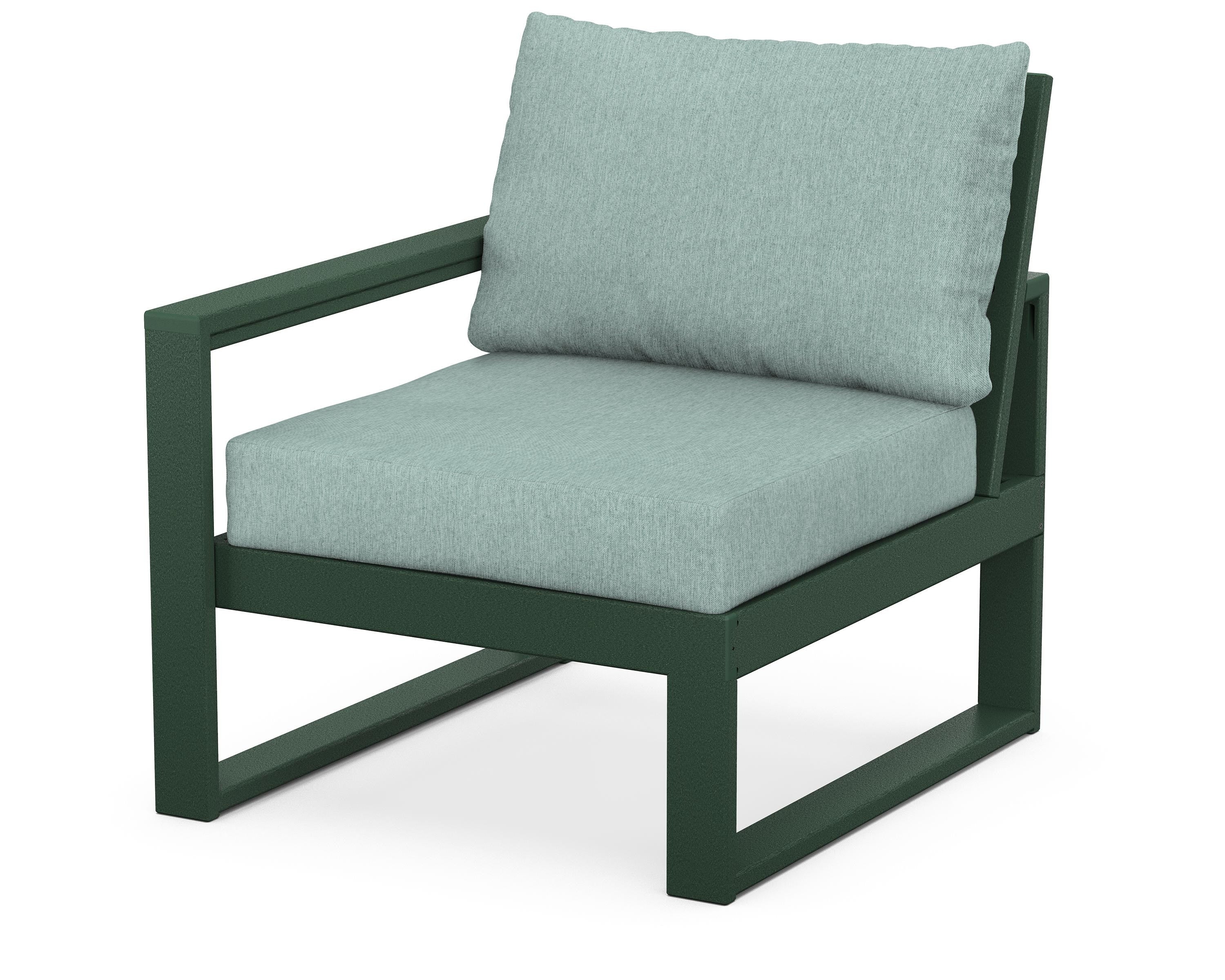 POLYWOOD® EDGE Modular Left Arm Chair in Green / Glacier Spa