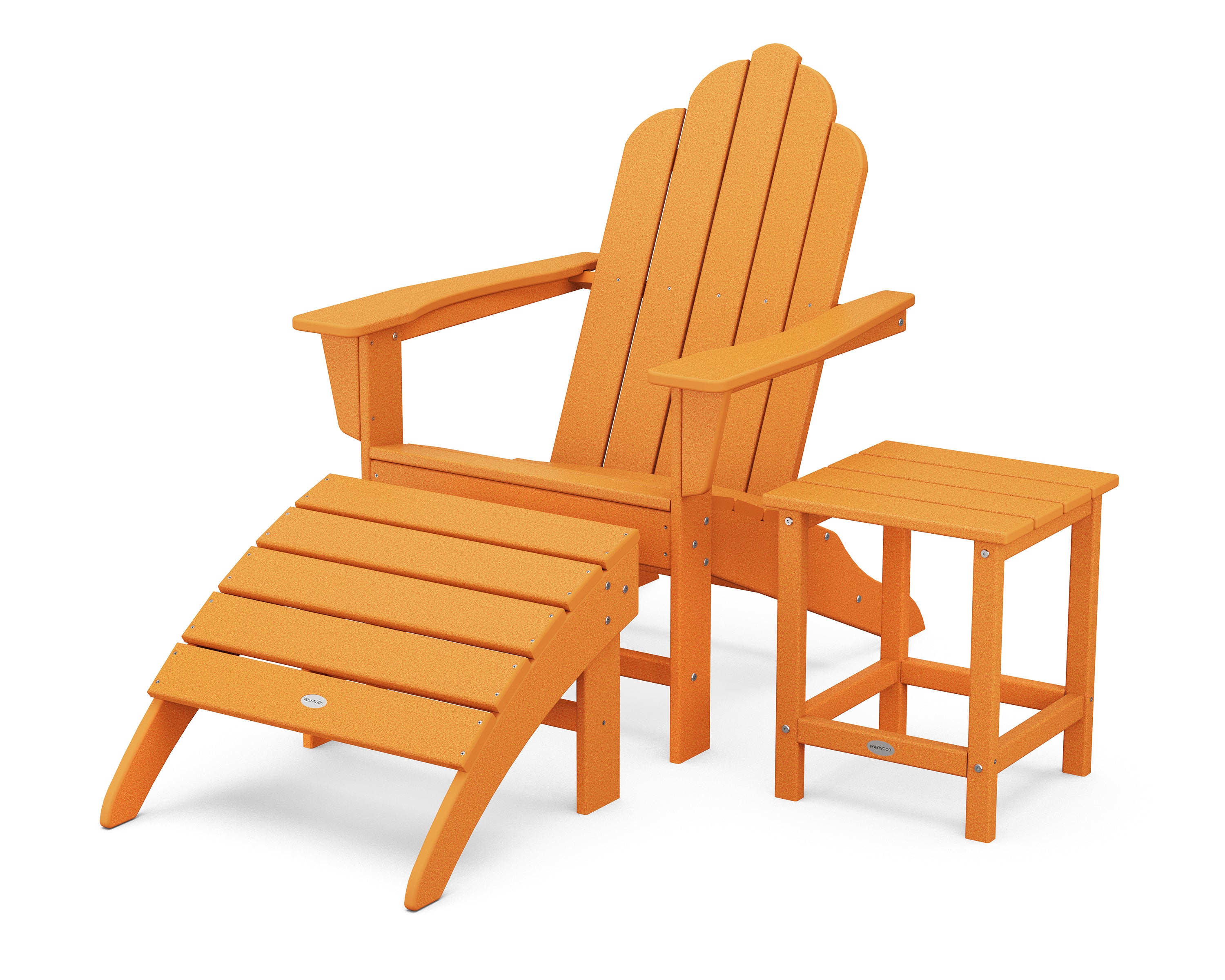 POLYWOOD® Long Island Adirondack 3-Piece Set in Tangerine