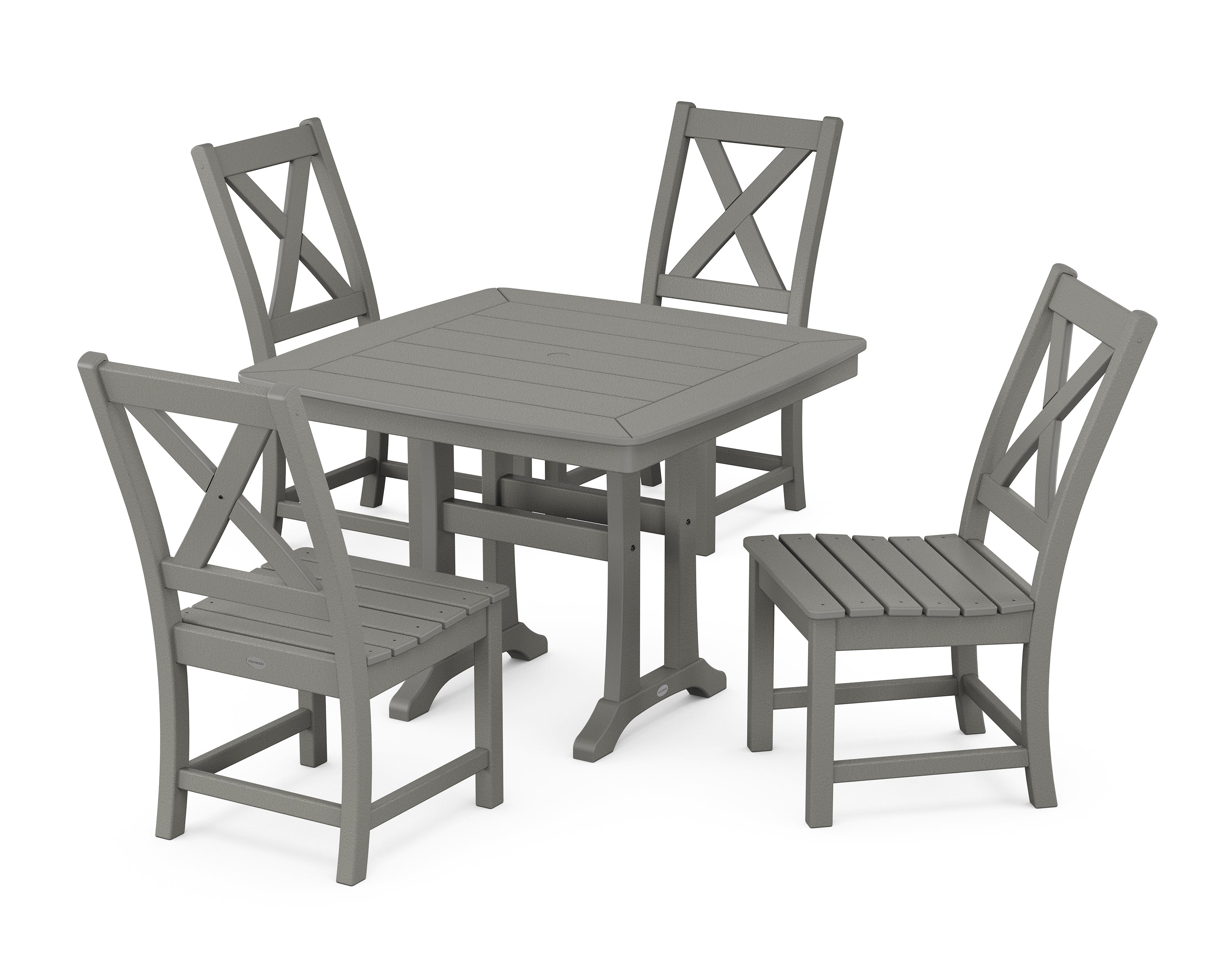 POLYWOOD® Braxton Side Chair 5-Piece Dining Set with Trestle Legs in Slate Grey