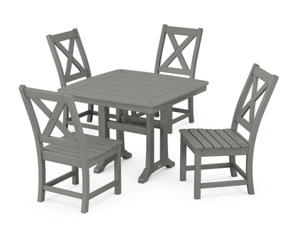 POLYWOOD® Braxton Side Chair 5-Piece Dining Set with Trestle Legs in Slate Grey