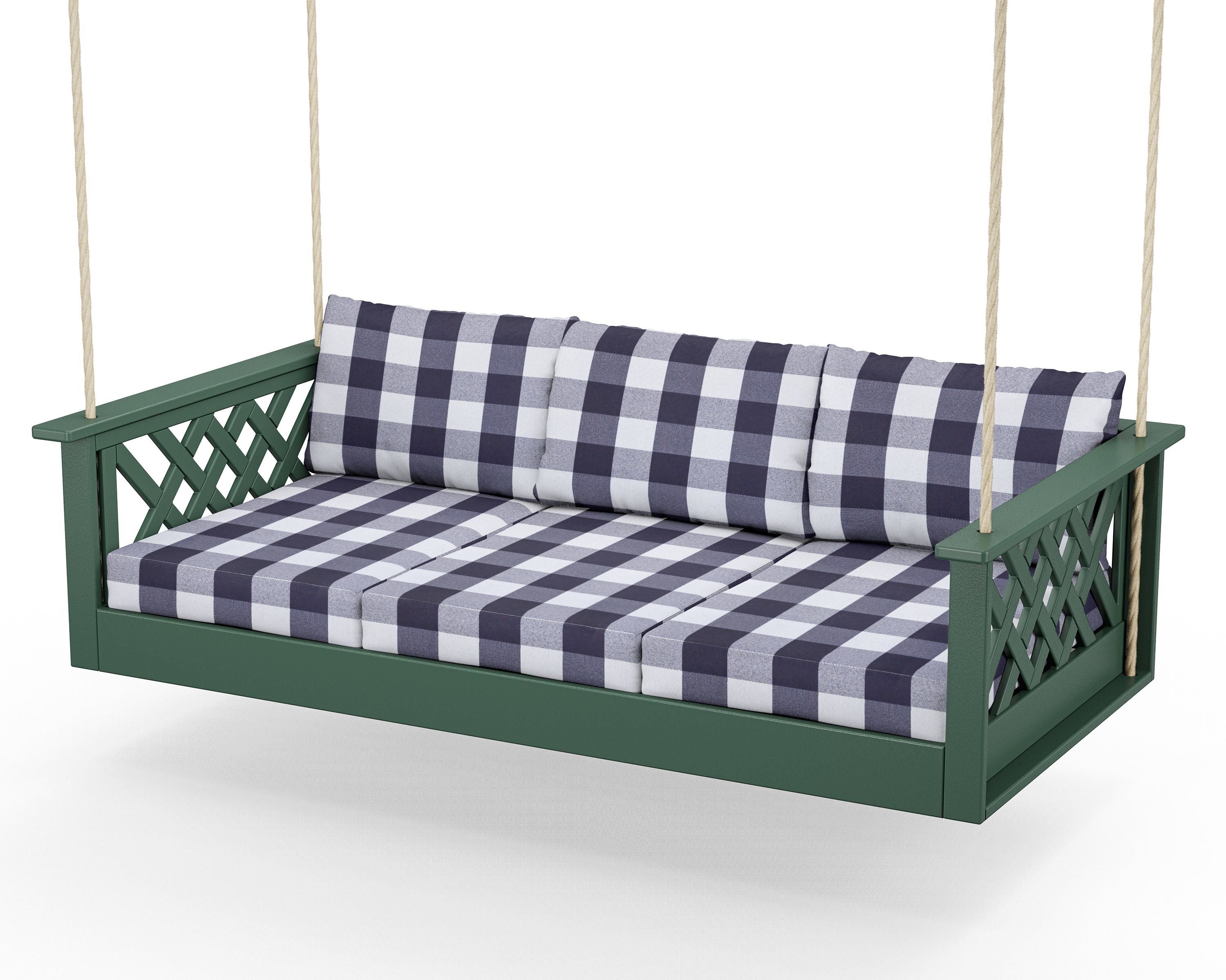 Country Living Wovendale Daybed Swing in Green / Buffalo Plaid Navy