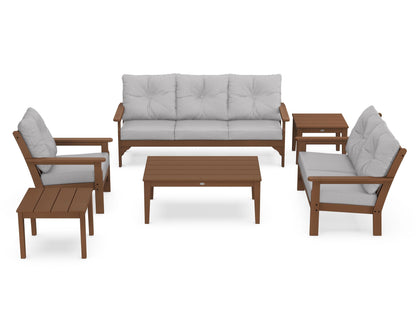 POLYWOOD® Vineyard 6-Piece Deep Seating Set in Teak / Granite