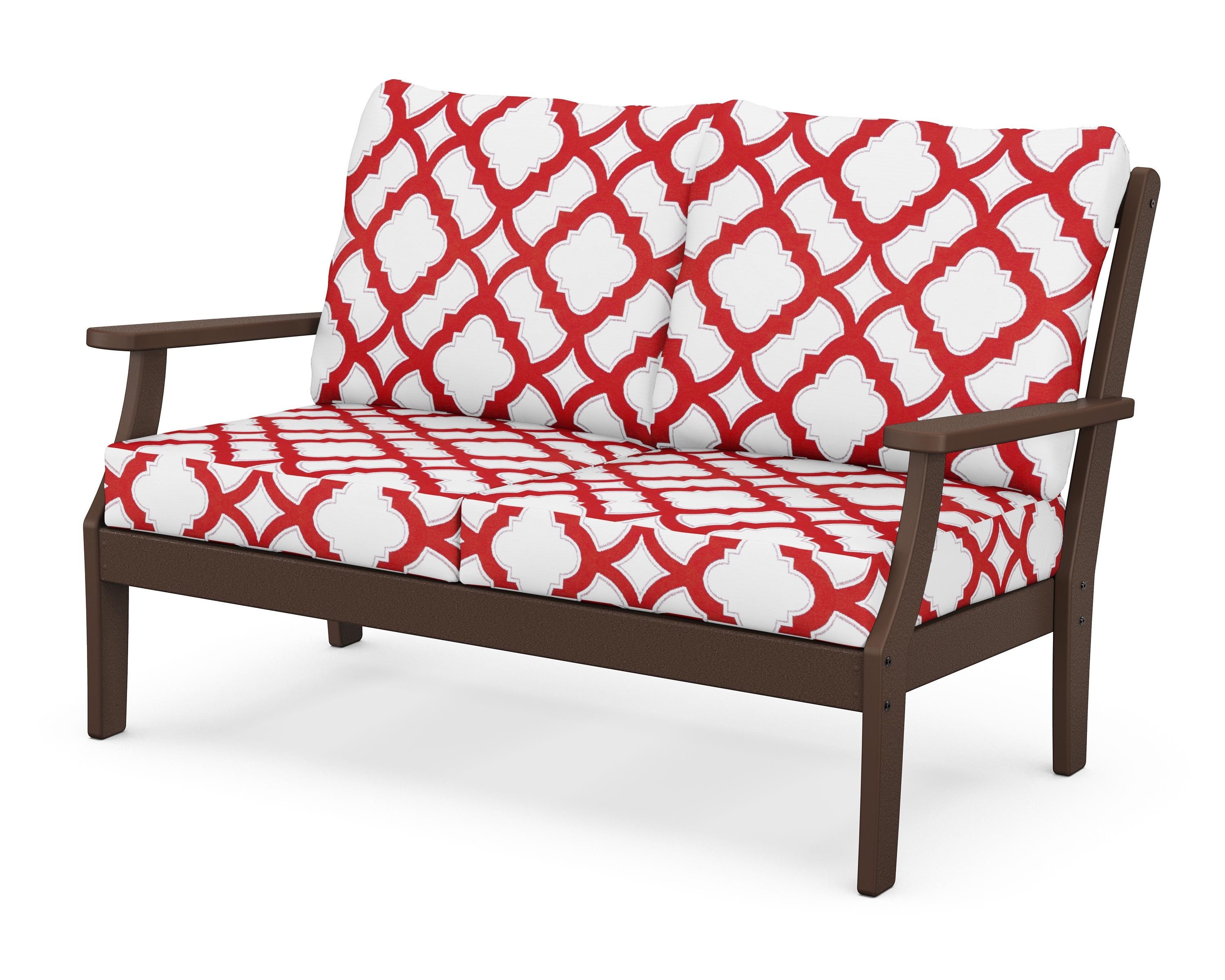 POLYWOOD® Braxton Deep Seating Loveseat in Mahogany / Trellis Crimson