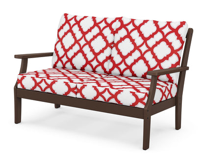 POLYWOOD® Braxton Deep Seating Loveseat in Mahogany / Trellis Crimson