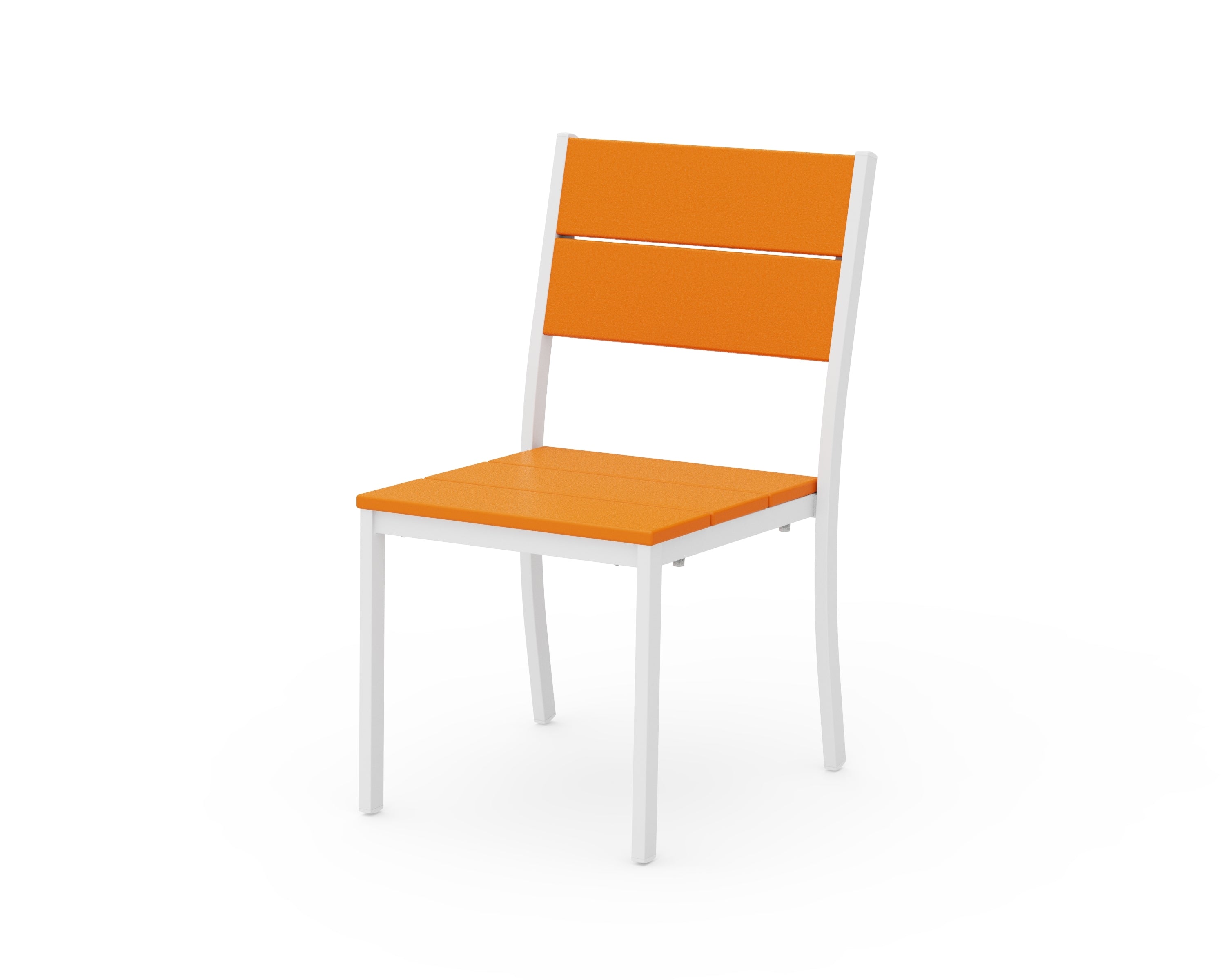 POLYWOOD® Main Street Stacking Dining Side Chair in White / Tangerine