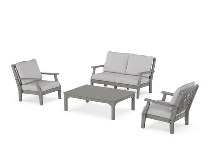 Martha Stewart by POLYWOOD® Chinoiserie 4-Piece Deep Seating Set with Loveseat in Slate Grey / Granite