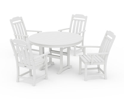 Country Living Cottage 5-Piece Round Farmhouse Dining Set in White