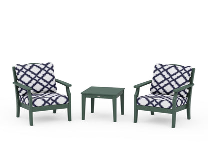 Draper James™ by  POLYWOOD® Savannah 3-Piece Deep Seating Set in Green / Trellis Navy