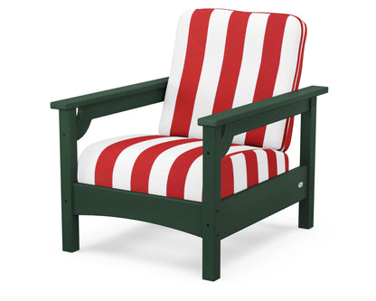 POLYWOOD® Club Chair in Green / Cabana Stripe Crimson