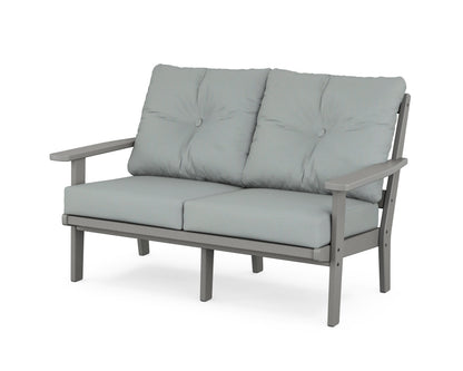 POLYWOOD® Oxford Deep Seating Loveseat in Slate Grey / Spa